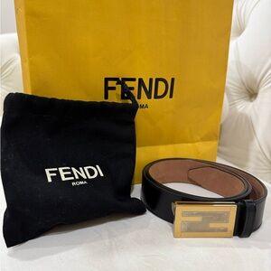 New Fendi Black Leather Belt